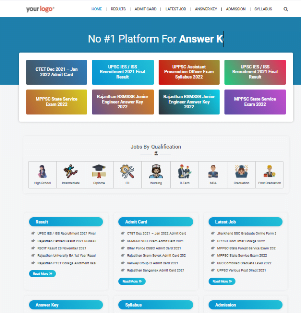 Sarkari Results Readymade Website Desine